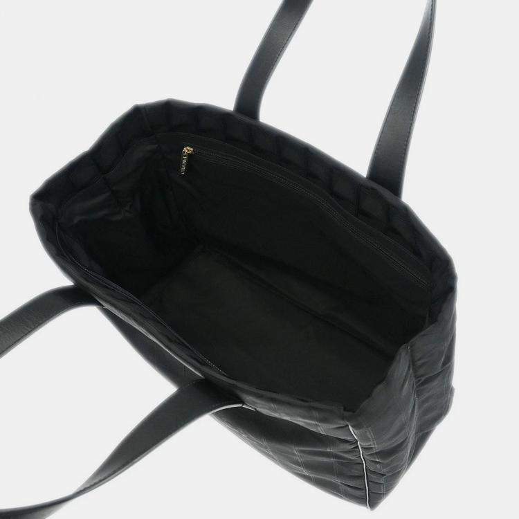 Pre Owned Chanel Black Jacquard Nylon Travel Line Tote Handbag