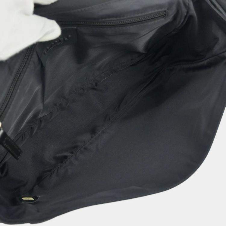 Pre Owned Chanel Black Felt Nylon Sport Line 2way Handbag
