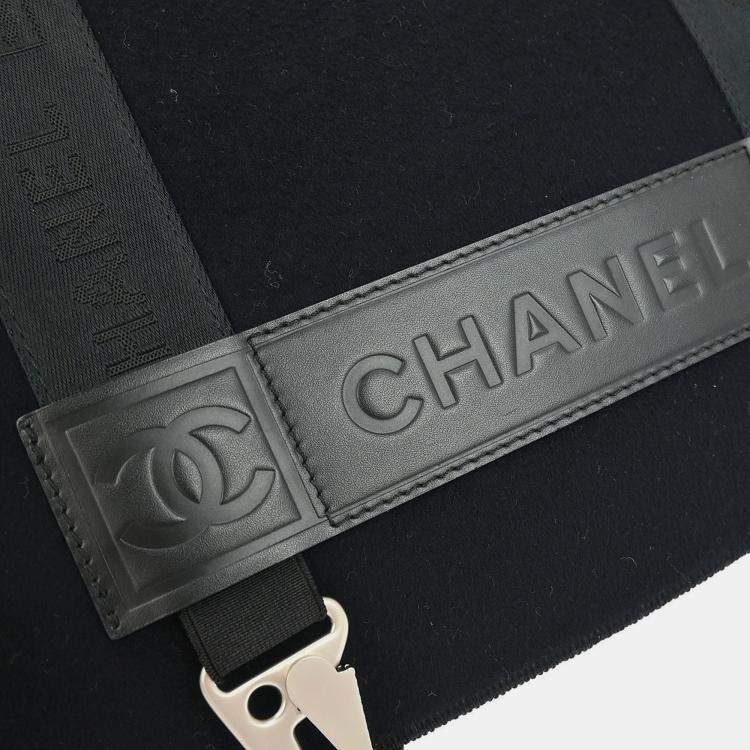 Pre Owned Chanel Black Felt Nylon Sport Line 2way Handbag