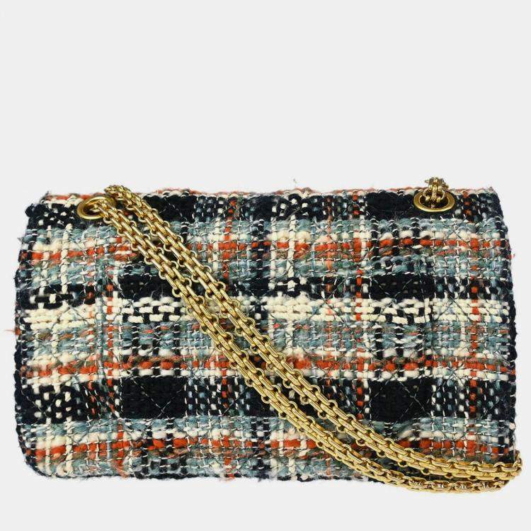 Pre Owned Chanel Multicolor Tweed 2.55 Medium Classic Double Flap Shoulder Bag