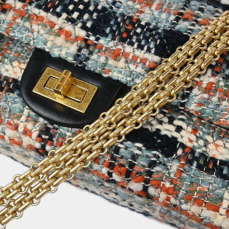 Pre Owned Chanel Multicolor Tweed 2.55 Medium Classic Double Flap Shoulder Bag