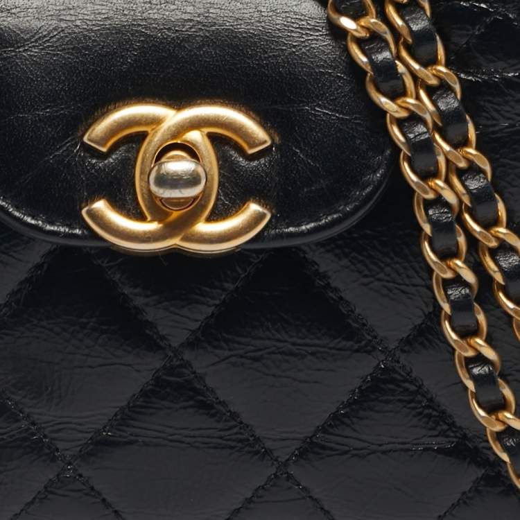 Pre Owned Chanel Black Quilted Leather Mini Nano Kelly Crossbody Bag