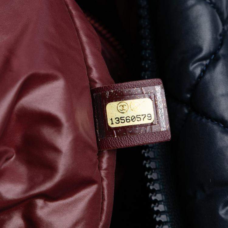 Pre Owned Chanel Navy Blue Quilted Nylon Coco Cocoon Hobo