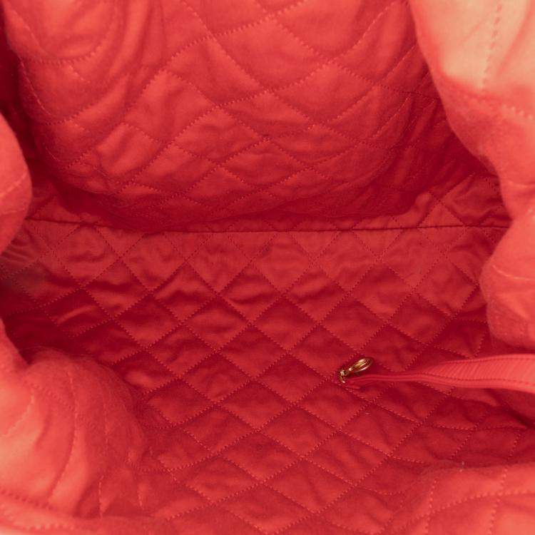 Pre Owned Chanel Red Large Shiny Quilted Calfskin 22 Backpack