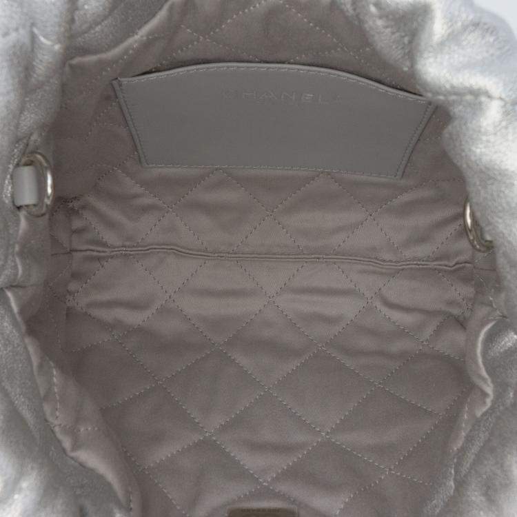 Pre Owned Chanel Silver Mini Metallic Calfskin 22 Satchel