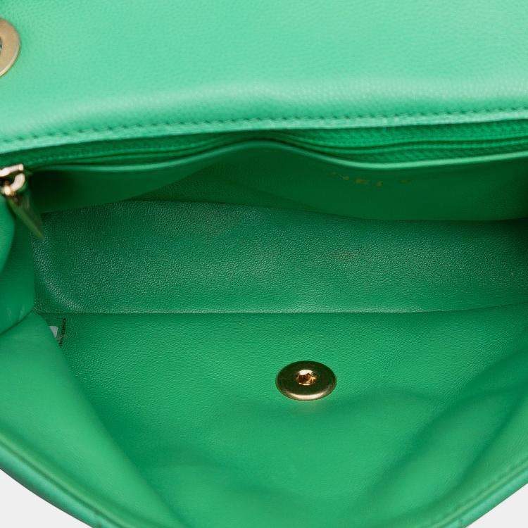 Pre Owned Chanel Green Medium Quilted Caviar Sweet Flap