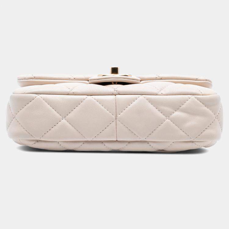 Pre Owned Chanel Brown Small Quilted Lambskin Funky Town Flap