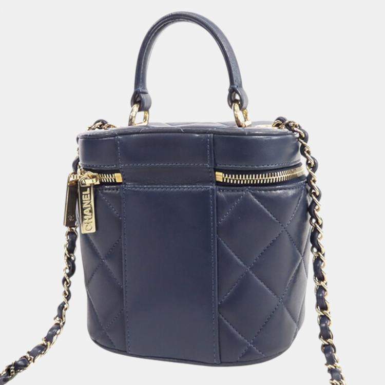 Pre Owned Chanel Navy Blue Quilted Lambskin Trendy CC Vanity Case