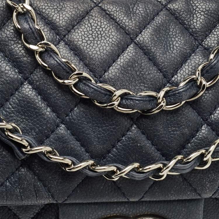 Pre Owned Chanel Navy Blue Quilted Leather Maxi CC Crave Flap Bag