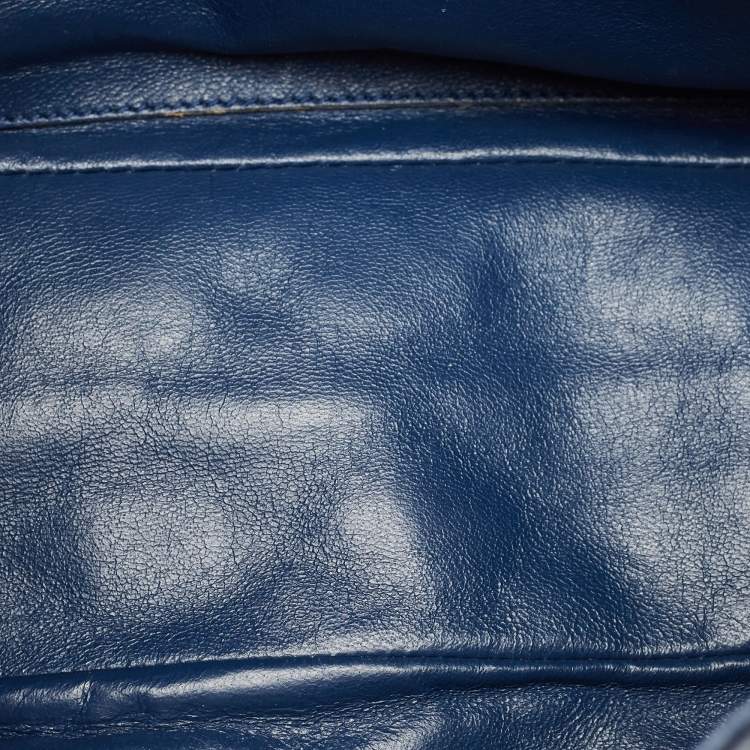 Pre Owned Chanel Navy Blue Quilted Leather Maxi CC Crave Flap Bag