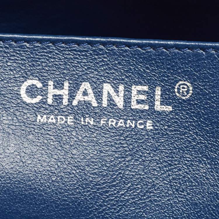 Pre Owned Chanel Navy Blue Quilted Leather Maxi CC Crave Flap Bag