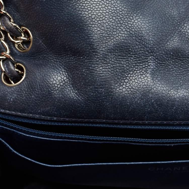 Pre Owned Chanel Navy Blue Quilted Leather Maxi CC Crave Flap Bag