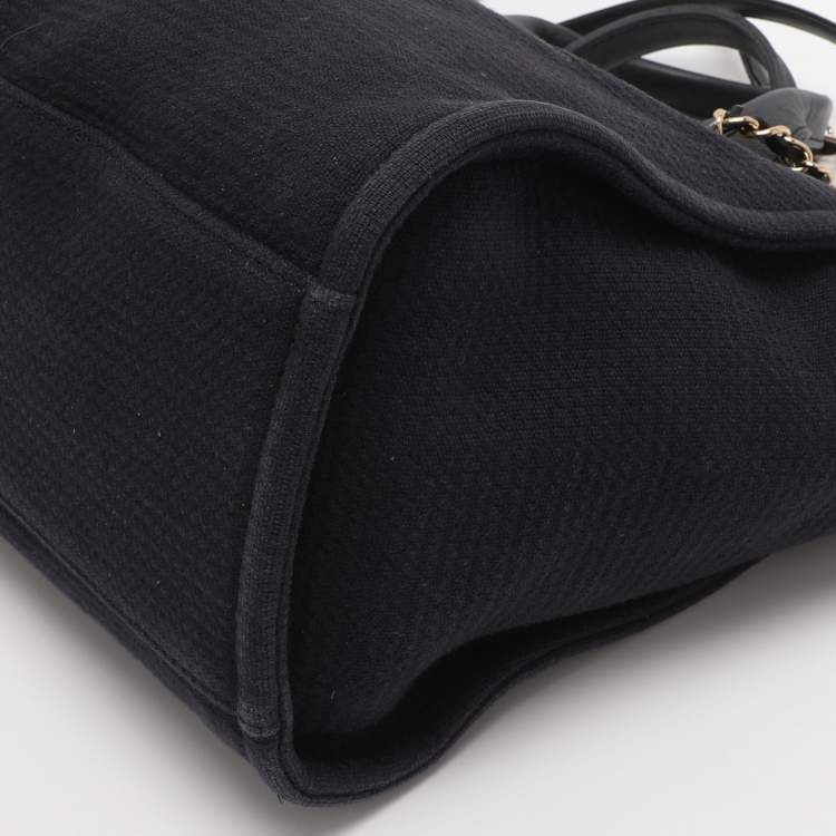 Pre Owned Chanel Indigo Canvas and Leather Small Deauville Shopper Tote