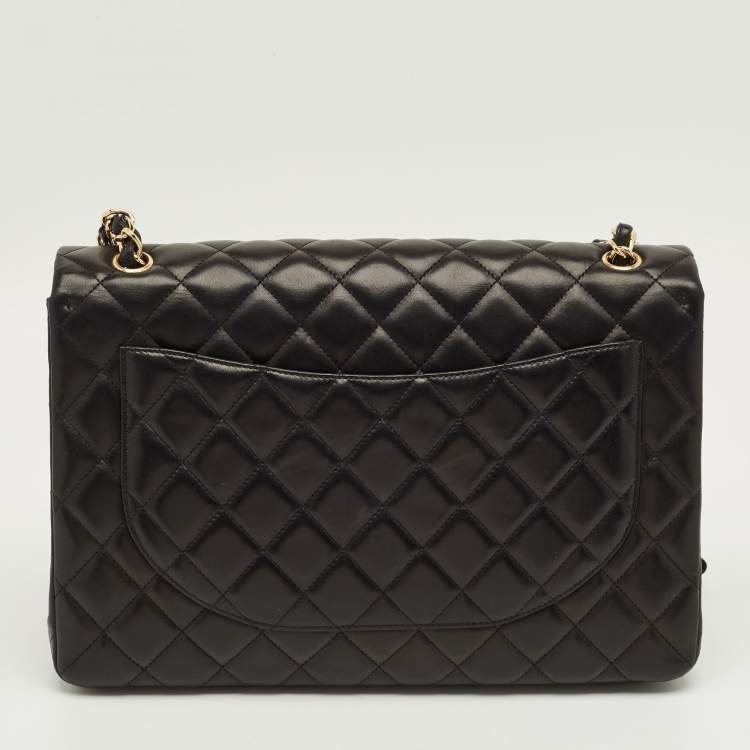 Pre Owned Chanel Black Quilted Leather Maxi Classic Single Flap Bag