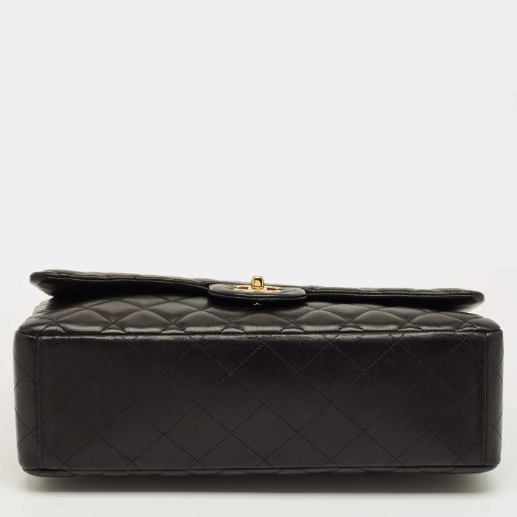 Pre Owned Chanel Black Quilted Leather Maxi Classic Single Flap Bag