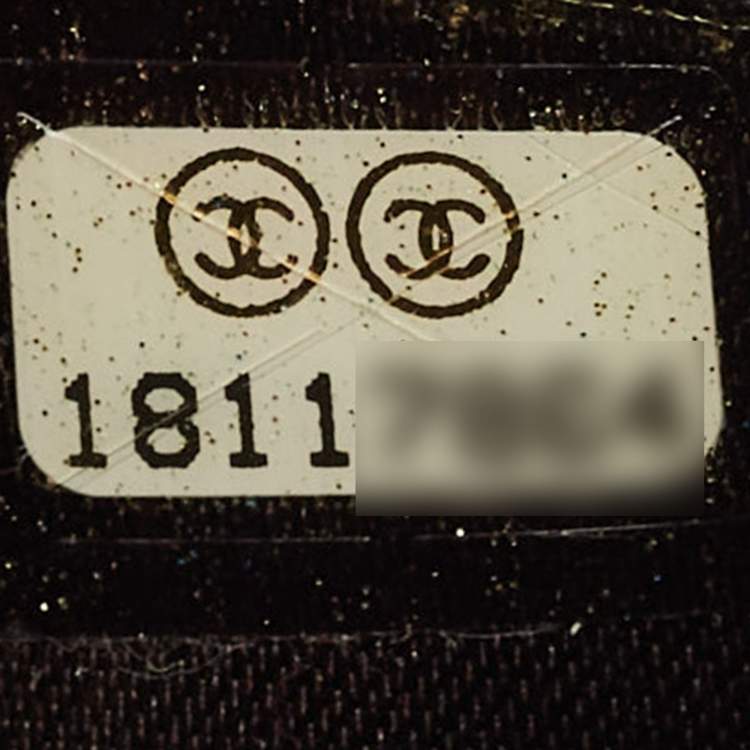 Pre Owned Chanel Black/Gold Quilted Suede Paris Edinburgh Long Wallet