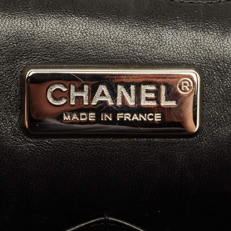 Pre Owned Chanel Black Quilted Lizard Maxi Classic Double Flap Bag