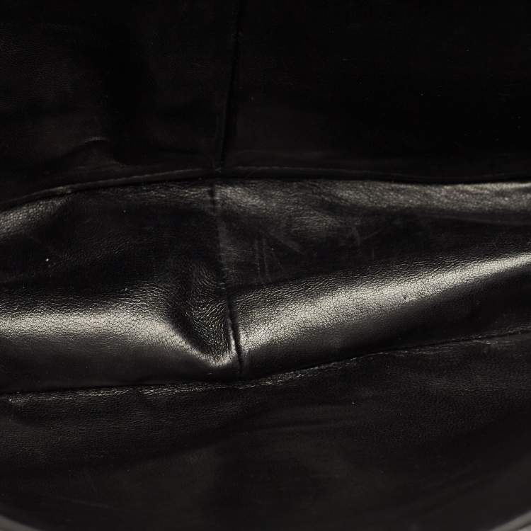 Pre Owned Chanel Black Quilted Lizard Maxi Classic Double Flap Bag