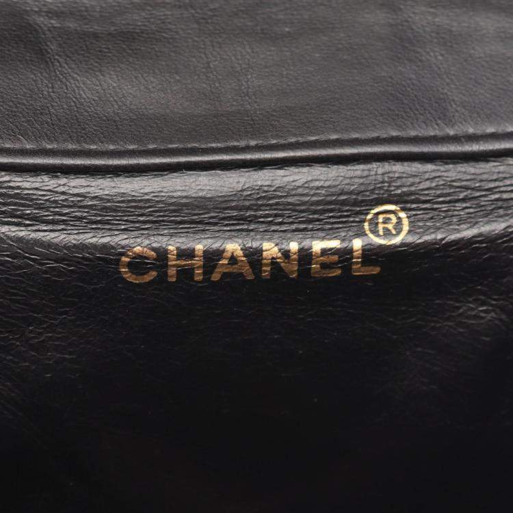 Pre Owned Chanel Matelasse Black Lambskin Leather Backpack 