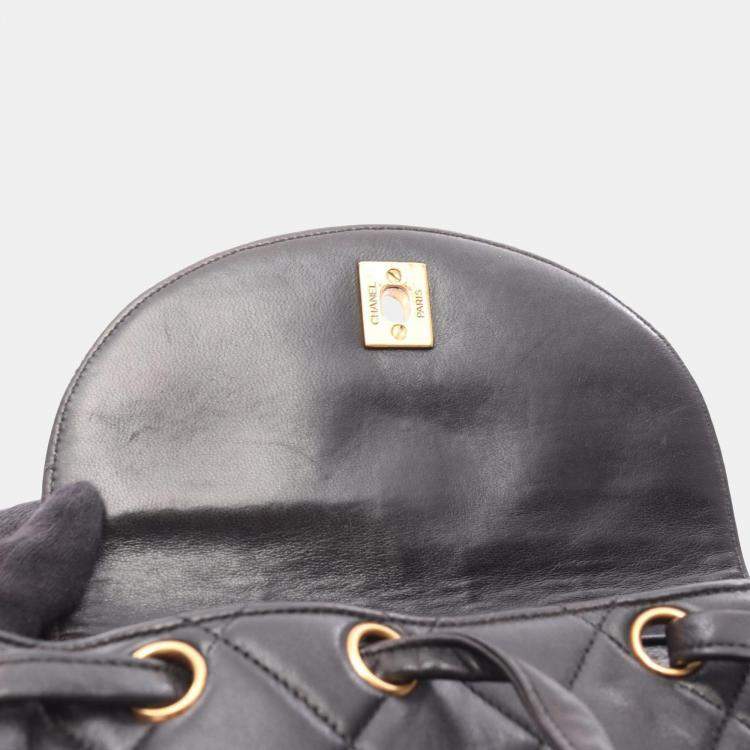 Pre Owned Chanel Matelasse Black Lambskin Leather Backpack 