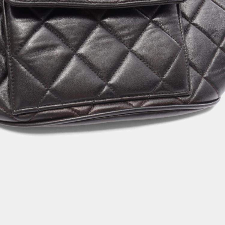 Pre Owned Chanel Matelasse Black Lambskin Leather Backpack 