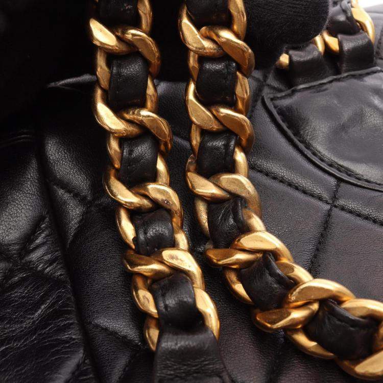 Pre Owned Chanel Matelasse Black Lambskin Leather Backpack 