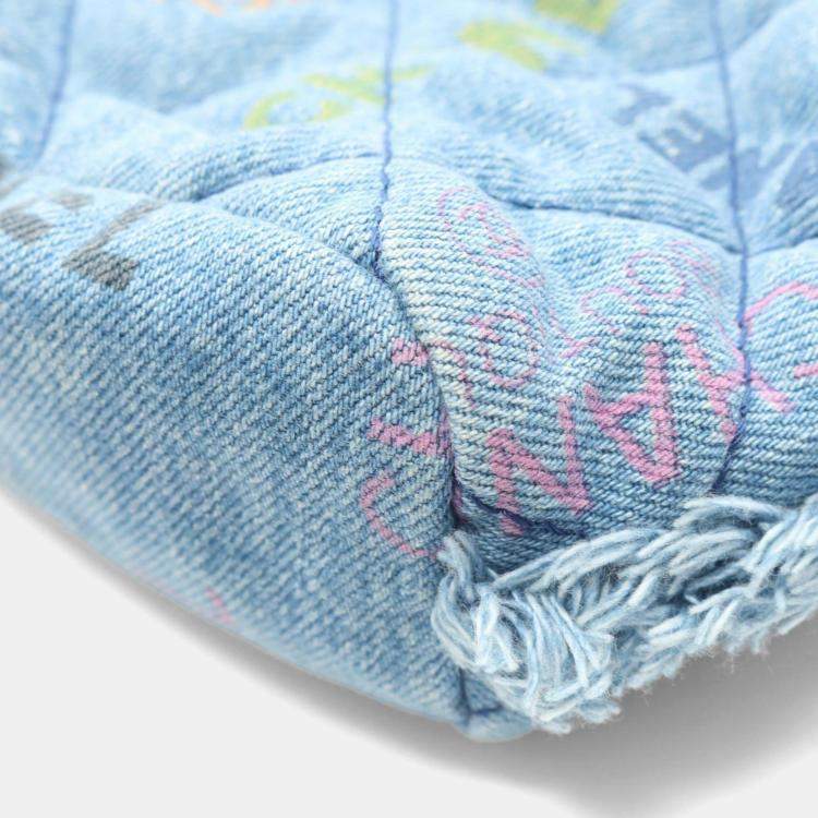 Pre Owned Chanel Matelasse Blue Denim Small Bucket Shoulder Bag