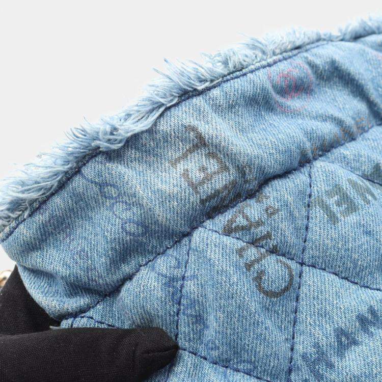 Pre Owned Chanel Matelasse Blue Denim Small Bucket Shoulder Bag
