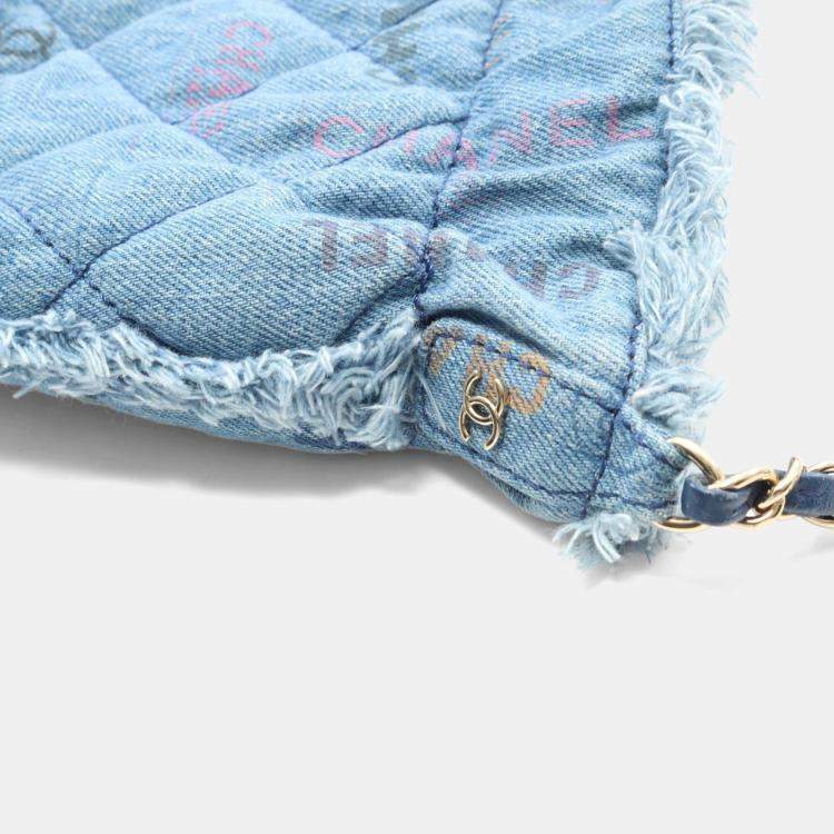 Pre Owned Chanel Matelasse Blue Denim Small Bucket Shoulder Bag
