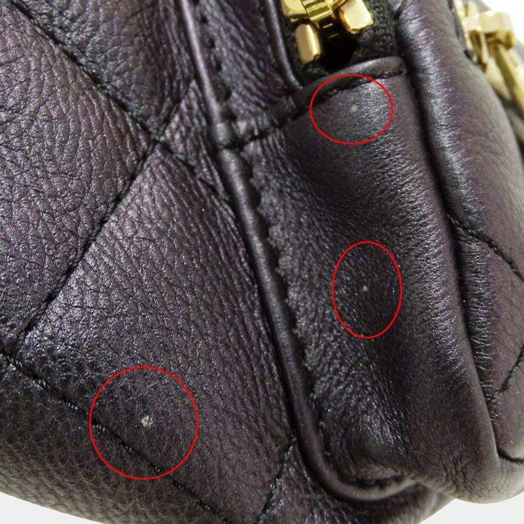 Pre Owned Chanel Matelasse Black Leather Compact  Body Waist Bag