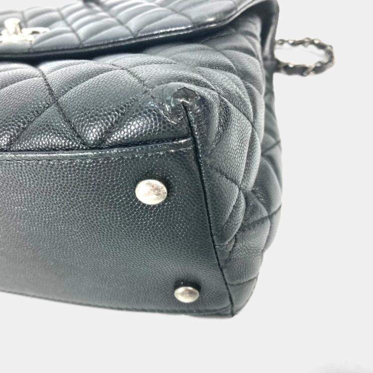 Pre Owned Chanel Cc Coco Mark Quilted Matelasse Blue Caviar Skin 2-Way  Top Handle Chain Shoulder Bag
