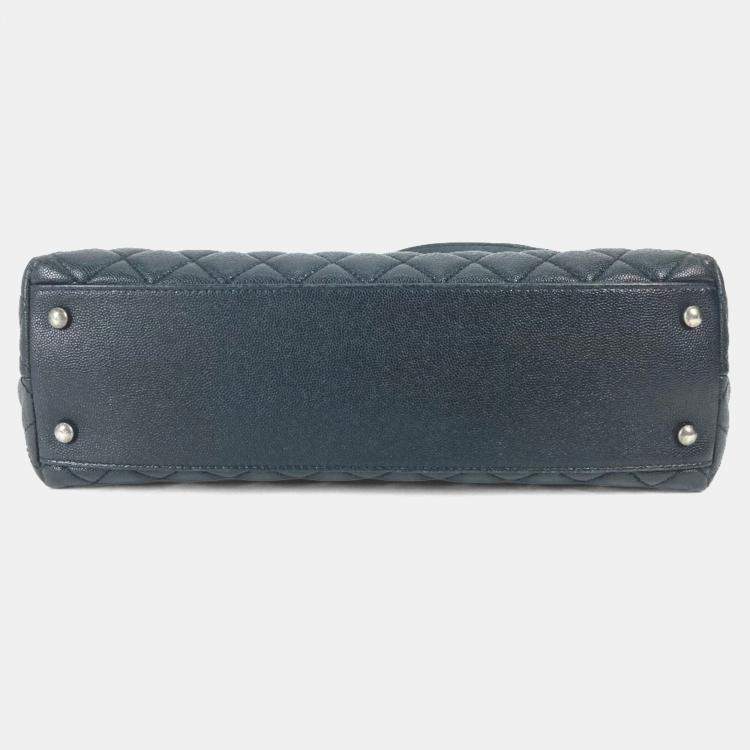 Pre Owned Chanel Cc Coco Mark Quilted Matelasse Blue Caviar Skin 2-Way  Top Handle Chain Shoulder Bag