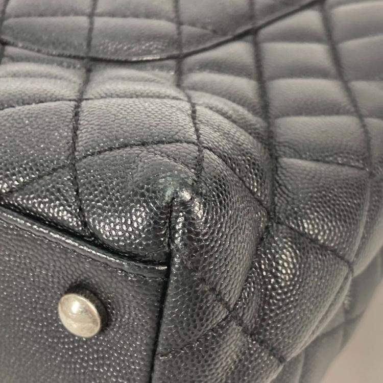 Pre Owned Chanel Cc Coco Mark Quilted Matelasse Blue Caviar Skin 2-Way  Top Handle Chain Shoulder Bag