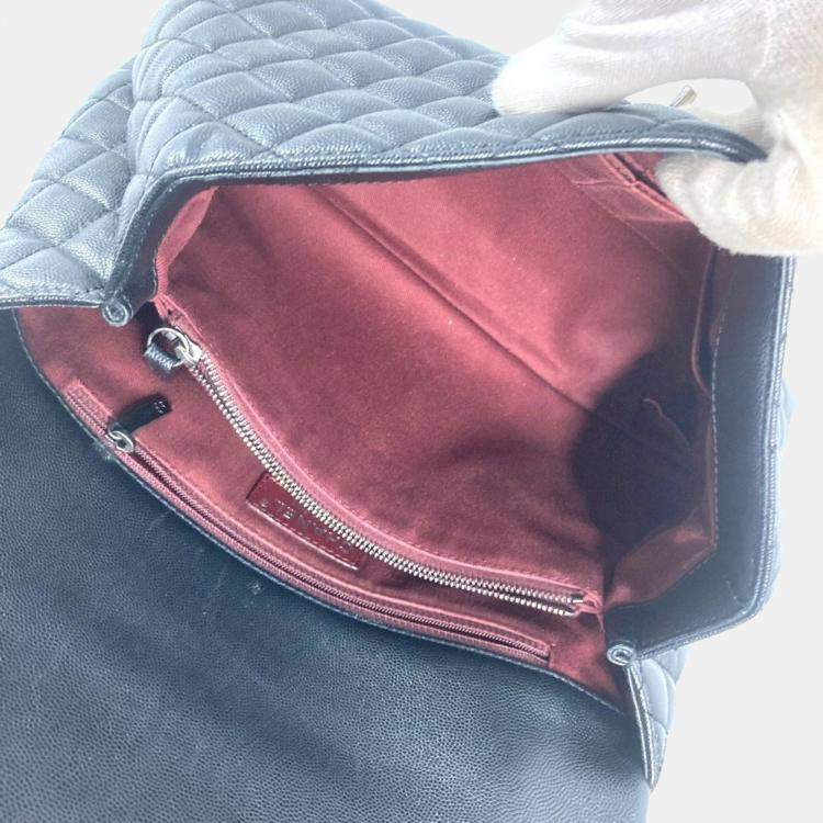 Pre Owned Chanel Cc Coco Mark Quilted Matelasse Blue Caviar Skin 2-Way  Top Handle Chain Shoulder Bag