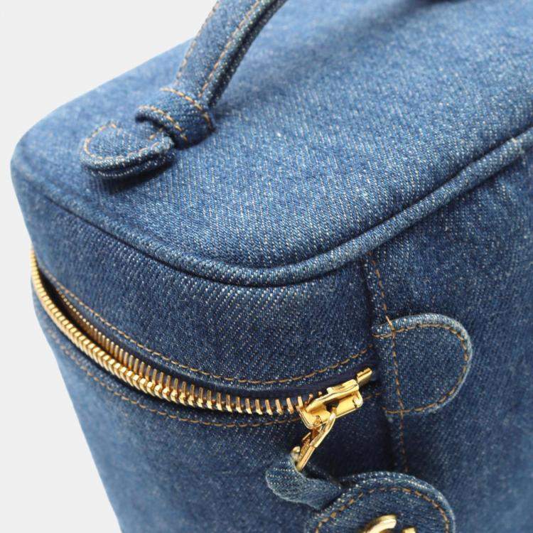 Pre Owned Chanel Coco Mark Handbag Denim Navy