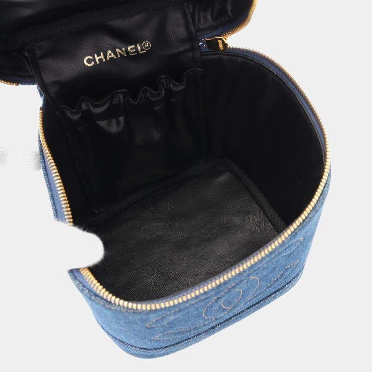 Pre Owned Chanel Coco Mark Handbag Denim Navy