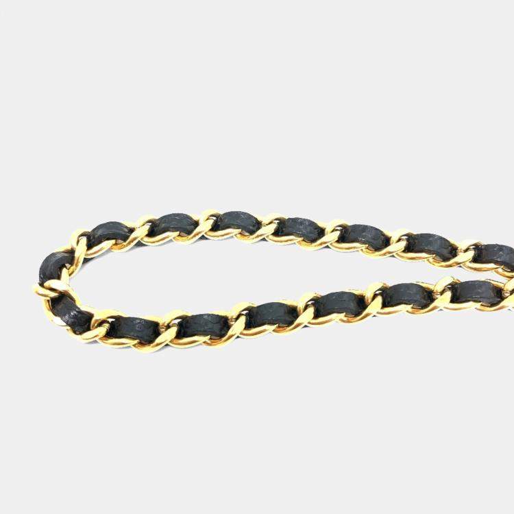 Pre Owned Chanel Coco Mark Classic Long Wallet Matelasse Chain Shoulder Bag Caviar Skin Black