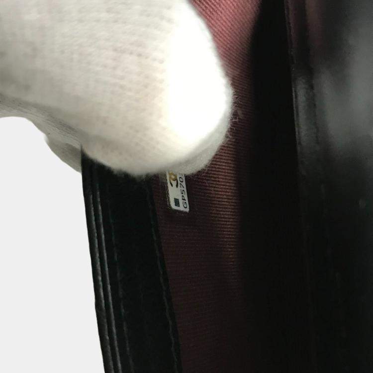 Pre Owned Chanel Coco Mark Phone Case Wallet Cc Matelasse Chain Long Wallet Black Lambskin