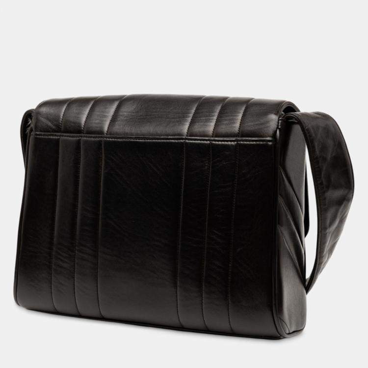Pre Owned Chanel Black Vertical Quilt Lambskin Flap