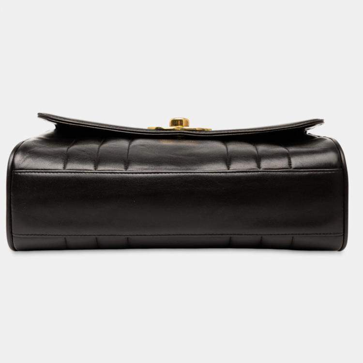 Pre Owned Chanel Black Vertical Quilt Lambskin Flap