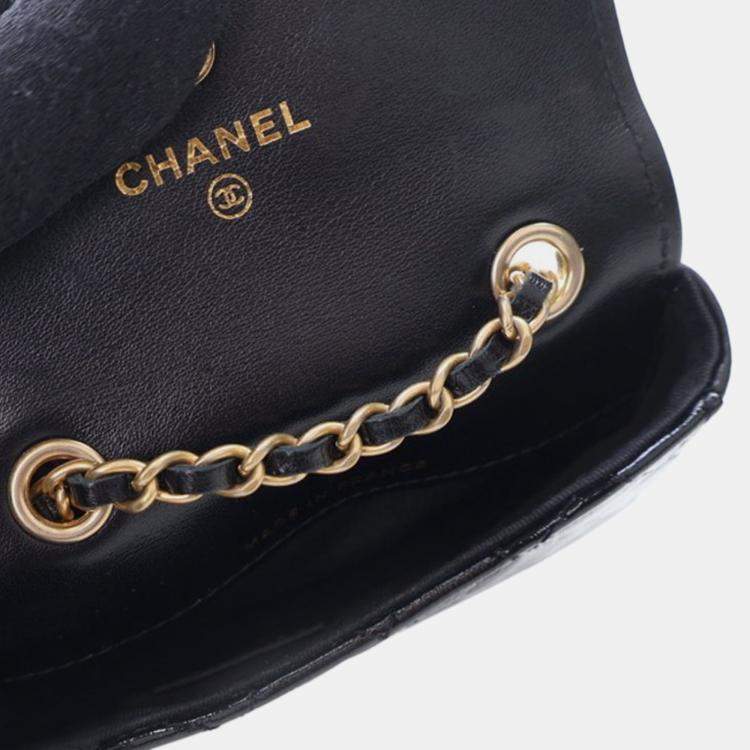 Pre Owned Chanel Black Quilted Shiny Aged Calfskin Waist Belt Bag