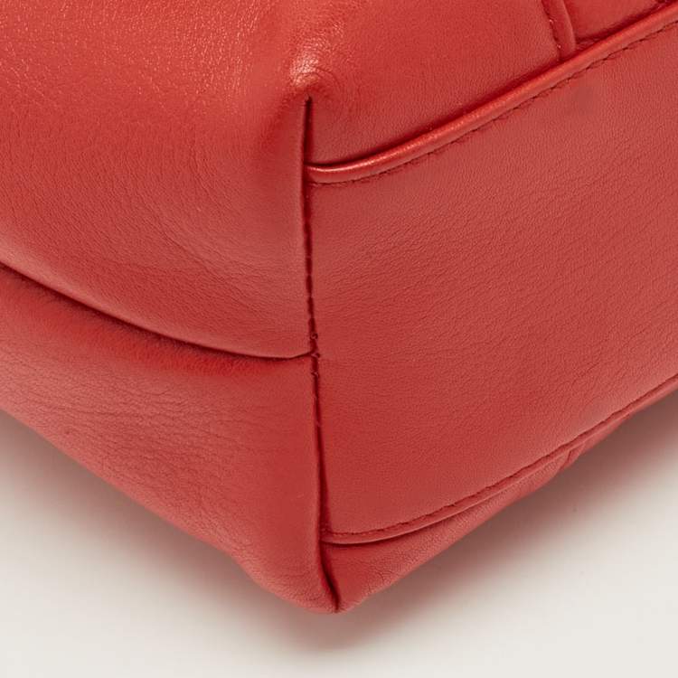 Pre Owned Chanel Red Chevron Leather Small Daily Flap Bag