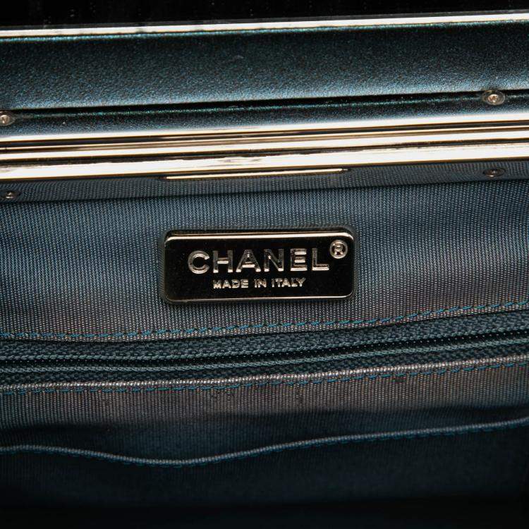 Pre Owned Chanel Blue CC Metallic Calfskin Vanity Bag