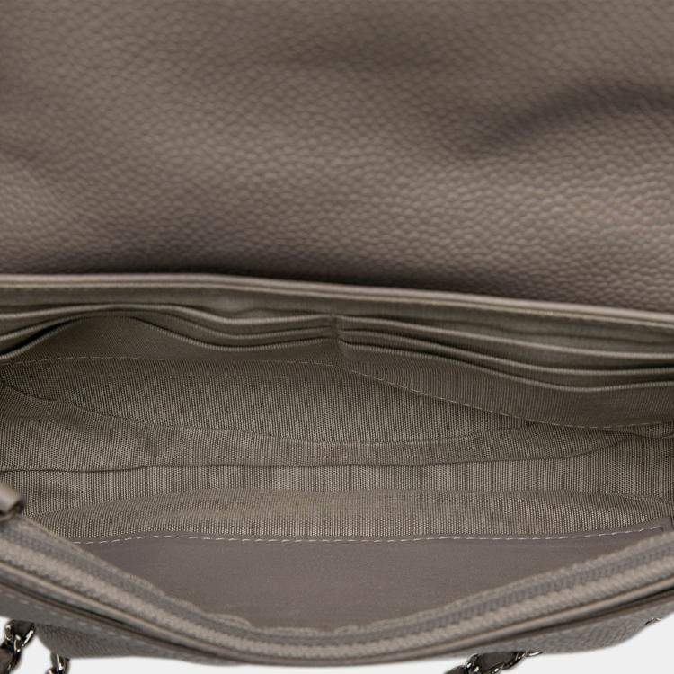 Pre Owned Chanel Brown CC Caviar Half Moon Wallet on Chain