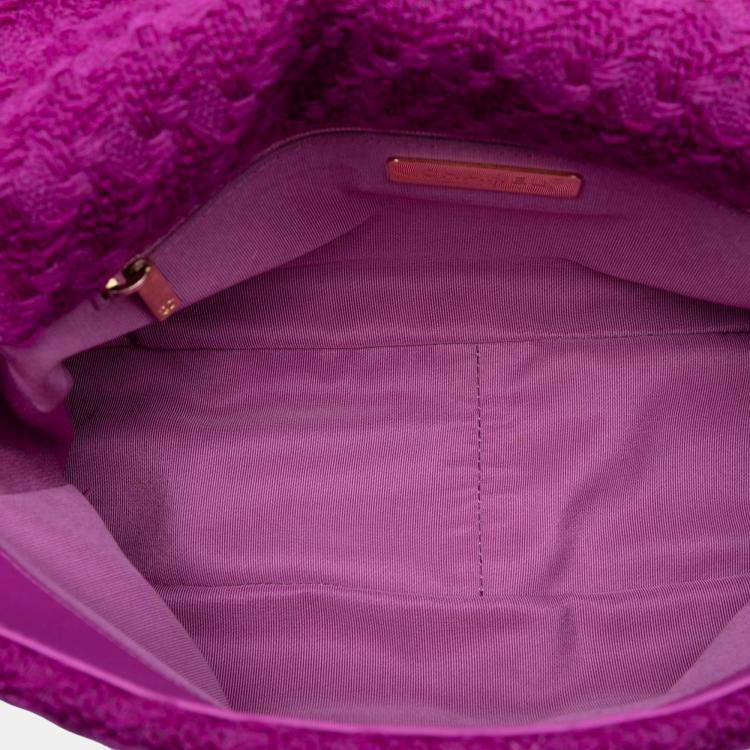 Pre Owned Chanel Purple Large Tweed 19 Flap