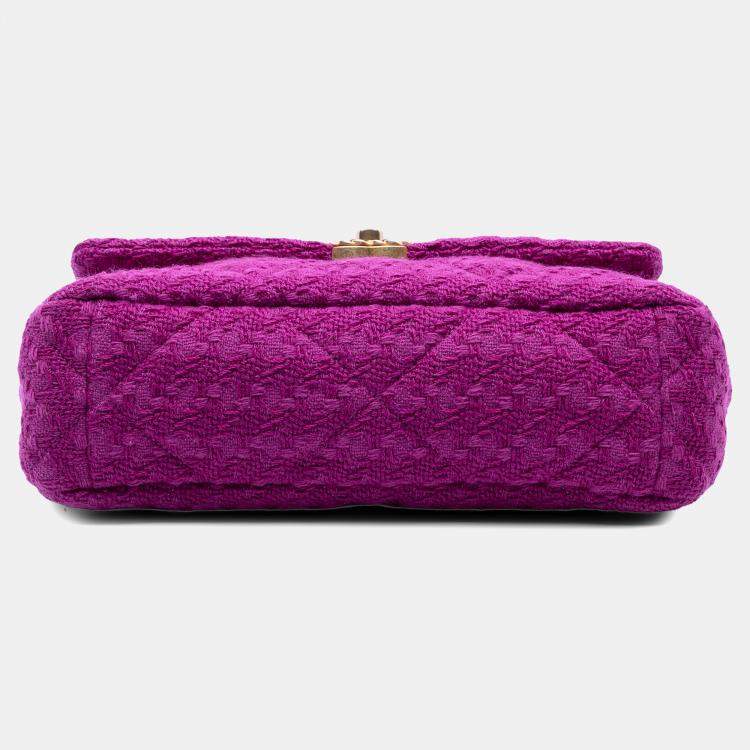Pre Owned Chanel Purple Large Tweed 19 Flap
