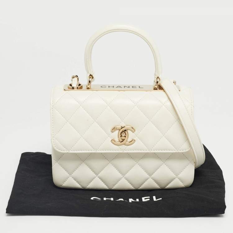 Pre Owned Chanel White Quilted Leather Mini Trendy CC Flap Bag