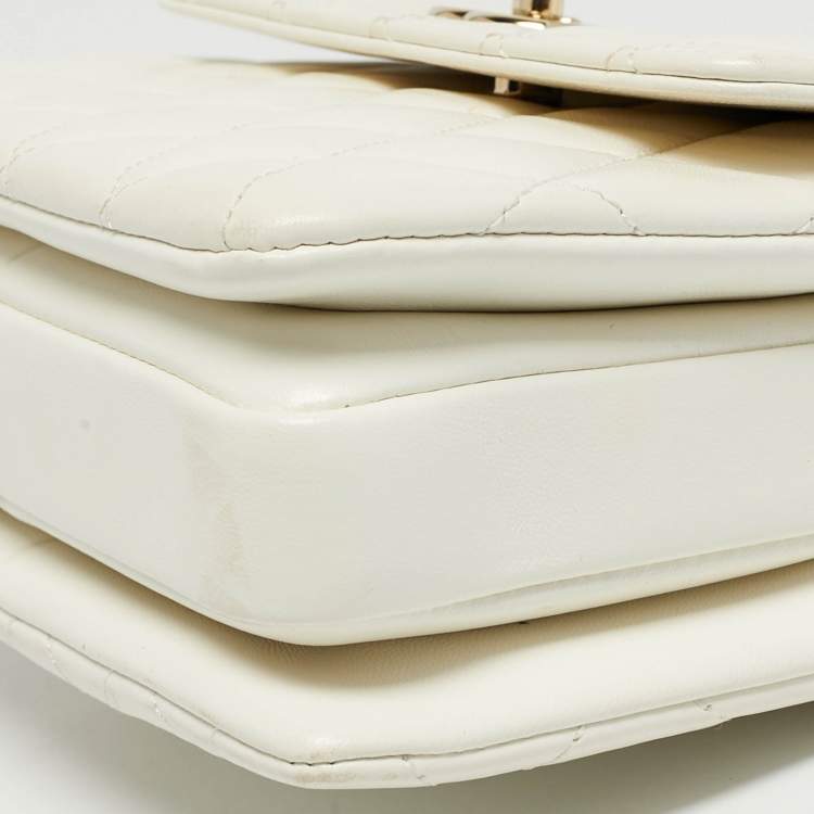 Pre Owned Chanel White Quilted Leather Mini Trendy CC Flap Bag