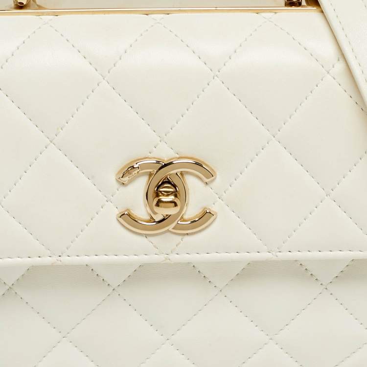 Pre Owned Chanel White Quilted Leather Mini Trendy CC Flap Bag