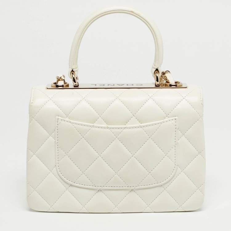 Pre Owned Chanel White Quilted Leather Mini Trendy CC Flap Bag